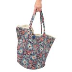 Brims and Trims Βαμβακερή Τσάντα Χειροποίητη Σε Χρώμα Μπλε Φλοράλ