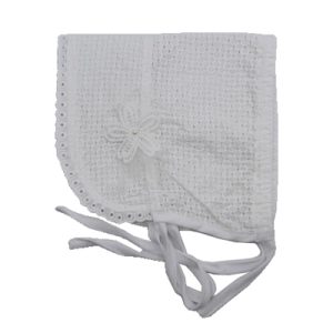 Βρεφικό Καπέλο Bonnet (Σκουφάκι) Βαμβακερό σε χρώμα Λευκό Brims and Trims