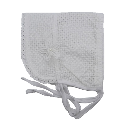 Βρεφικό Καπέλο Bonnet (Σκουφάκι) Βαμβακερό σε χρώμα Λευκό Brims and Trims